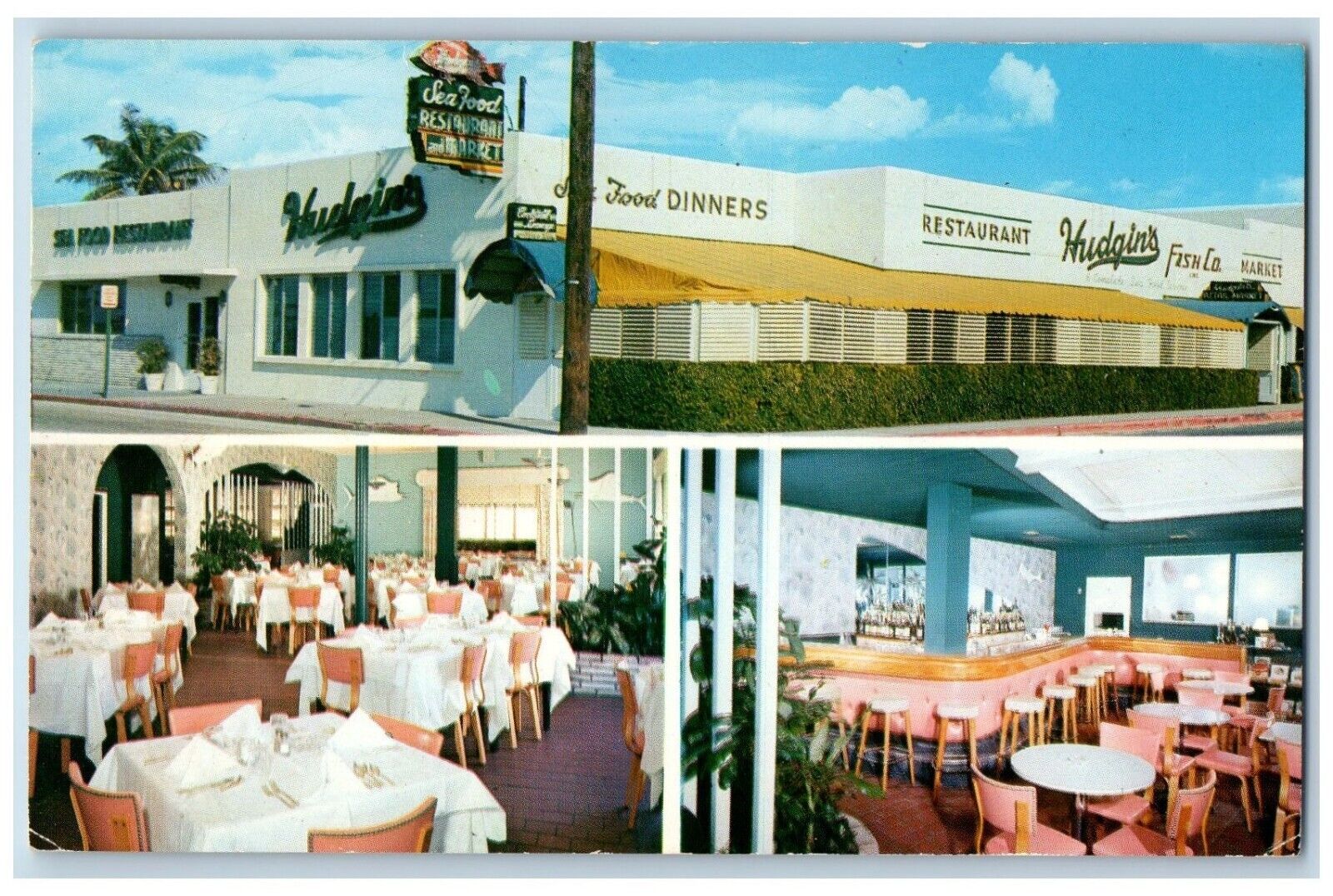 Hudgins Sea Food Restaurant West Palm Beach Florida FL, Multiview Postcard