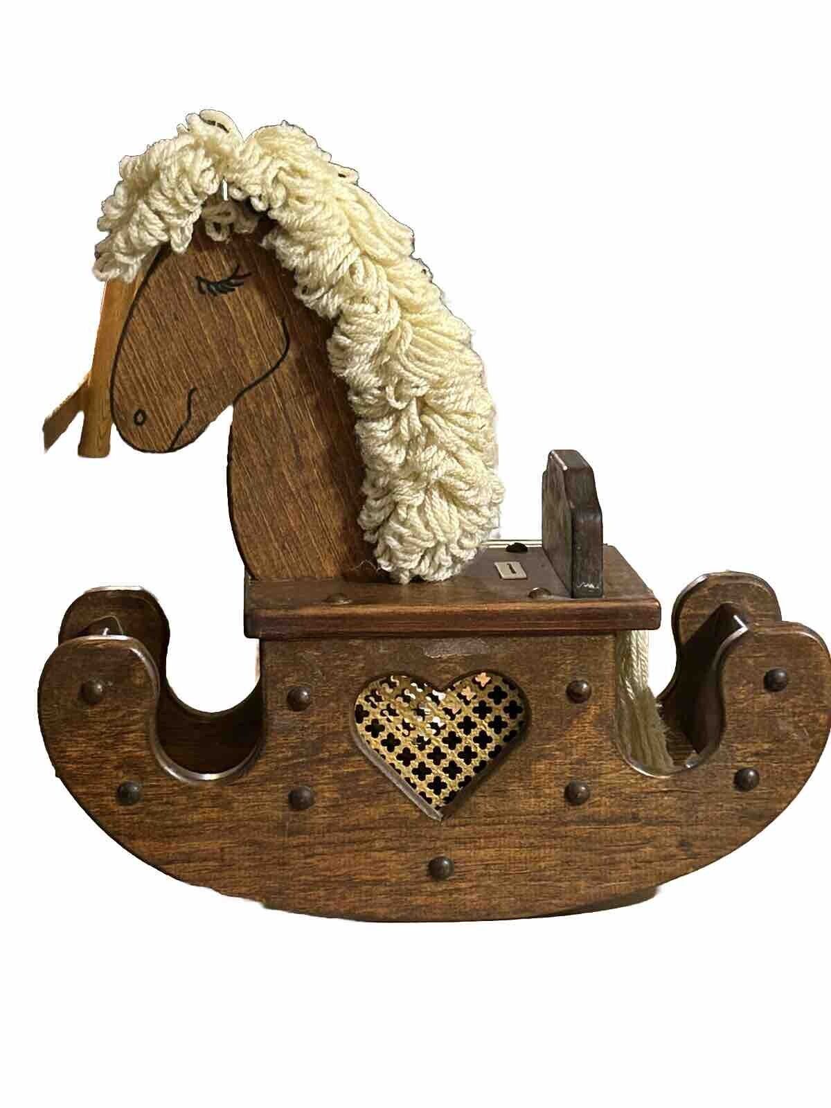 Handmade Brown  Wooden Rocking Horse  And  Bank 20”X 17”