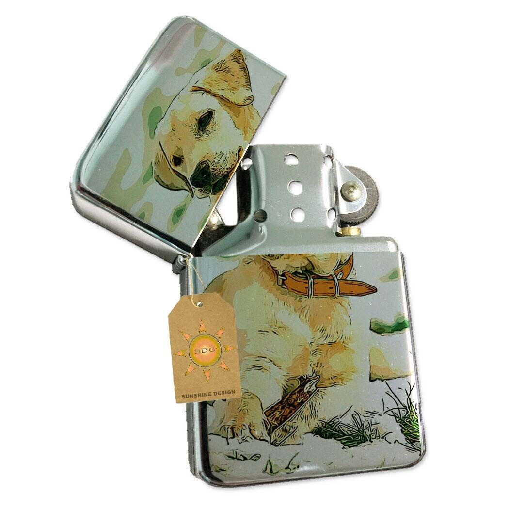 Labrador Retreiver Cute Puppy Pocket Lighter Silver