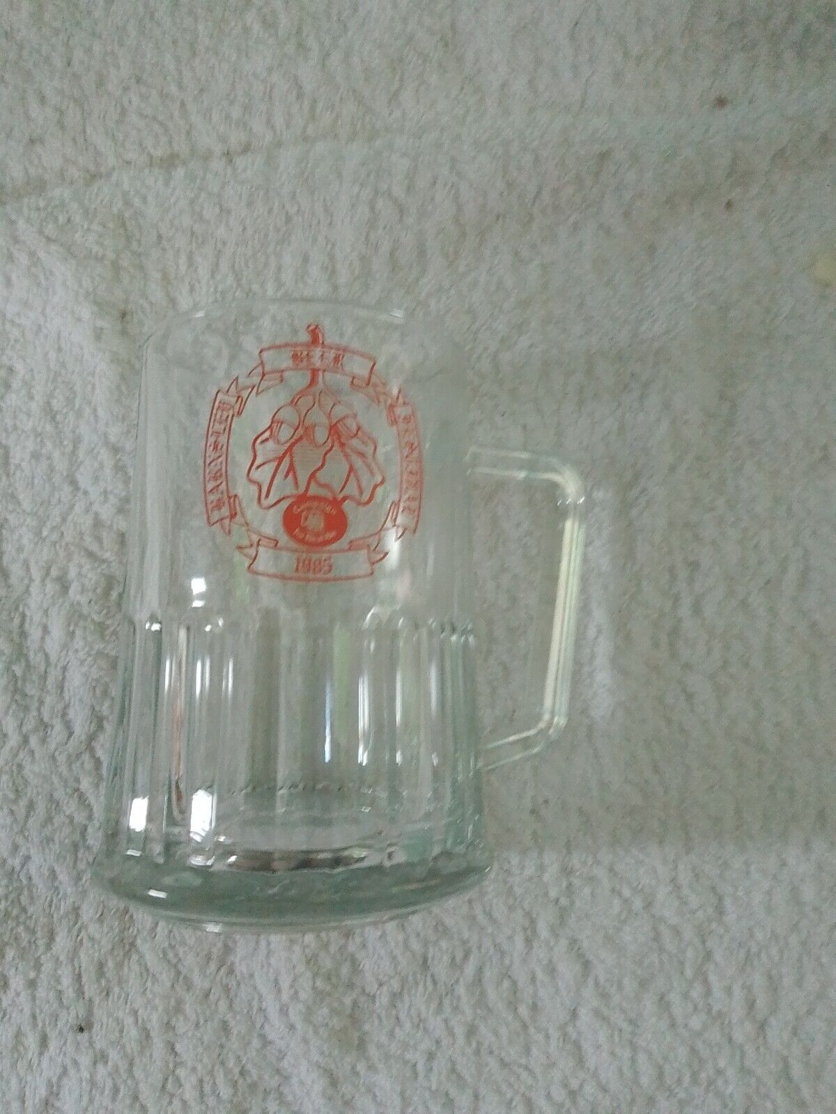 VINTAGE GLASS BARNSLEY BEER FESTIVAL 1985 STAMPED TO LINE TUDOR DEMA