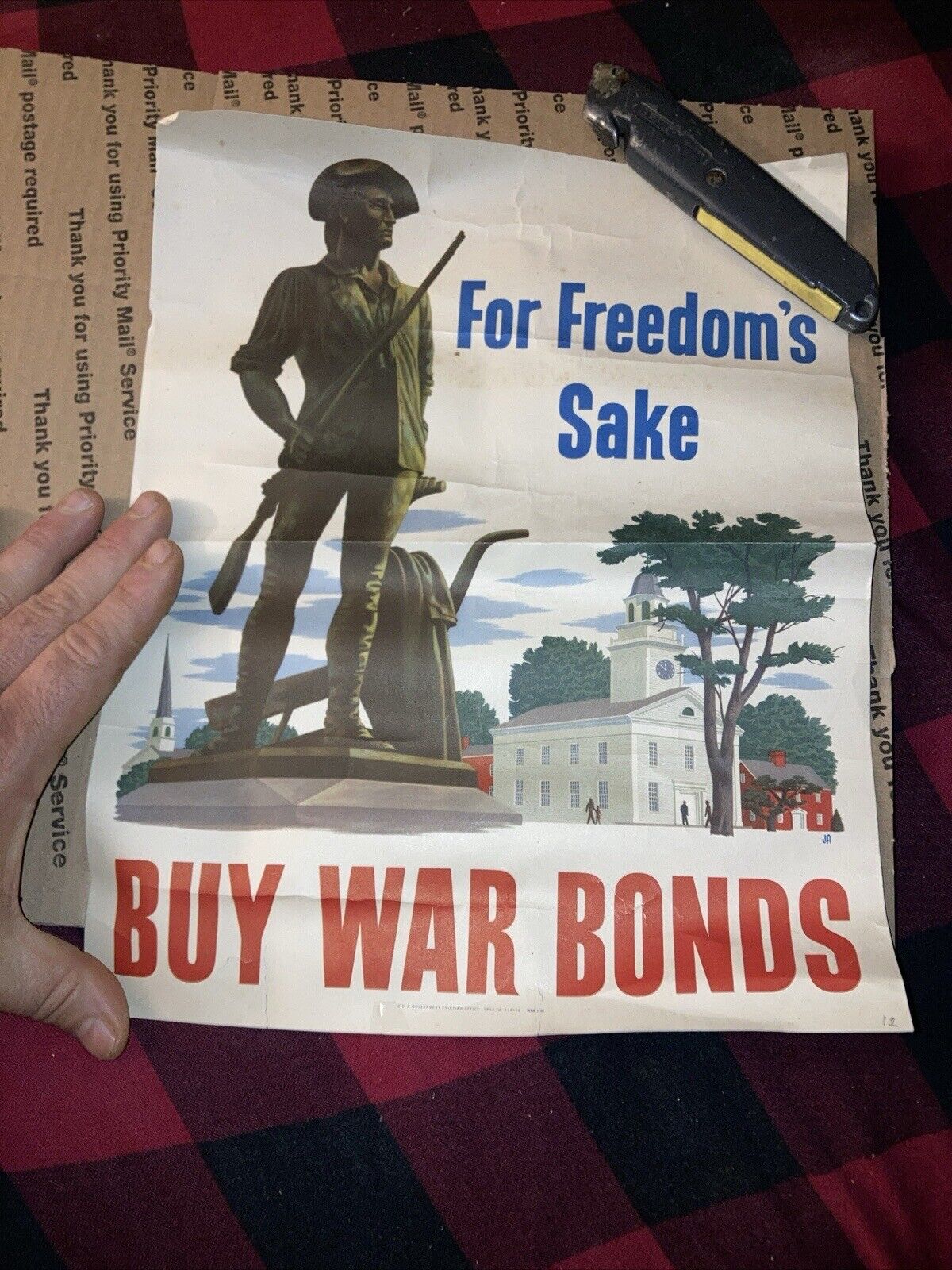 Original WWII Poster Minute Men For Freedom’s Sake Buy War Bonds 11x14”