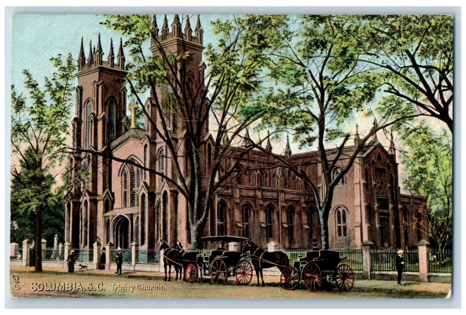 Columbia South Carolina SC Postcard Trinity Church Horse Carriage Tuck c1910's