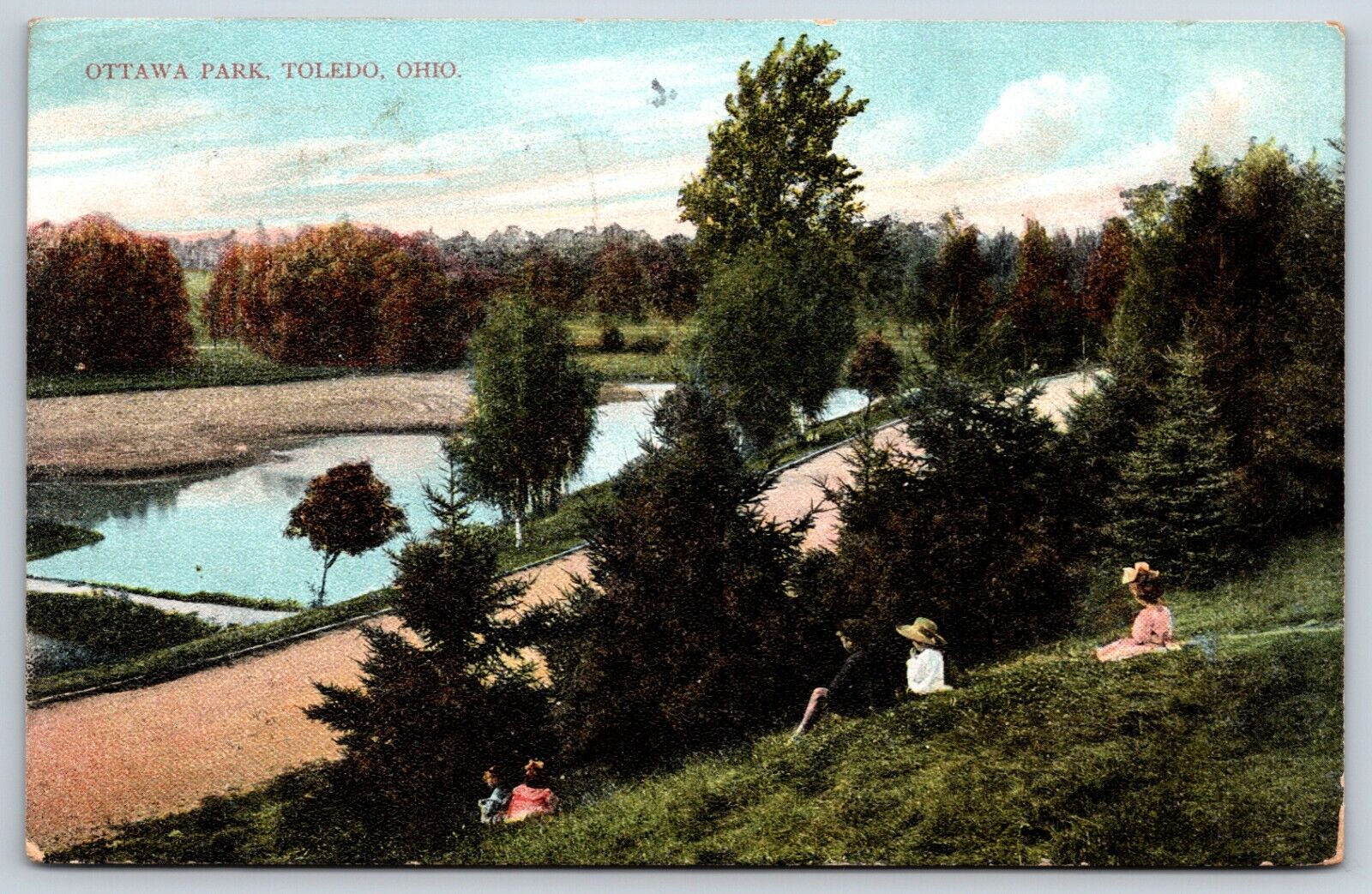 Postcard Ottawa Park, A Picnic, Toledo Ohio Posted 1907