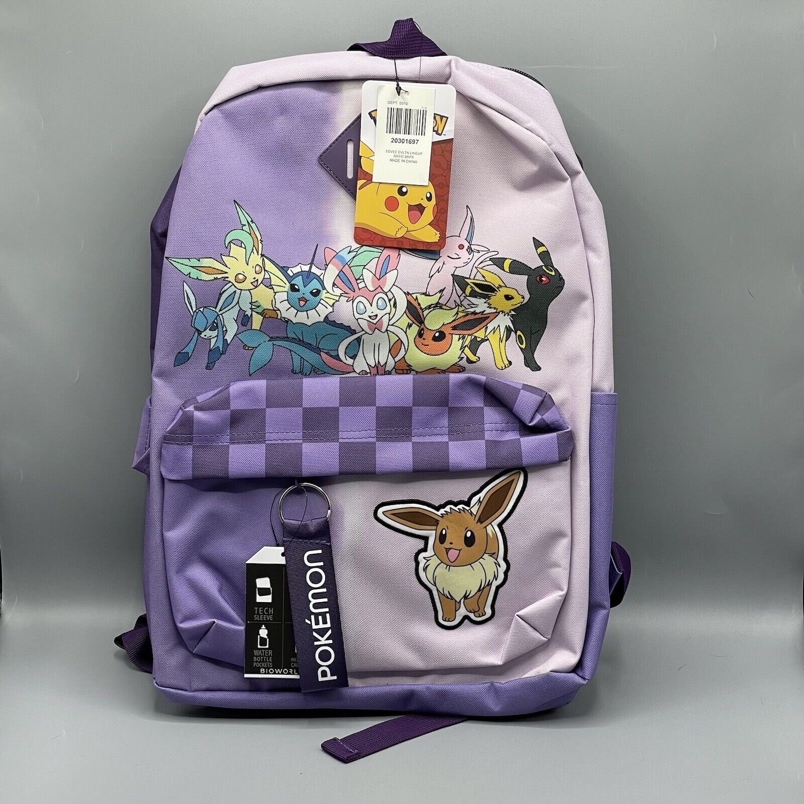 Pokemon Backpack Eevee Eeveelutions Purple School Bioworld NEW