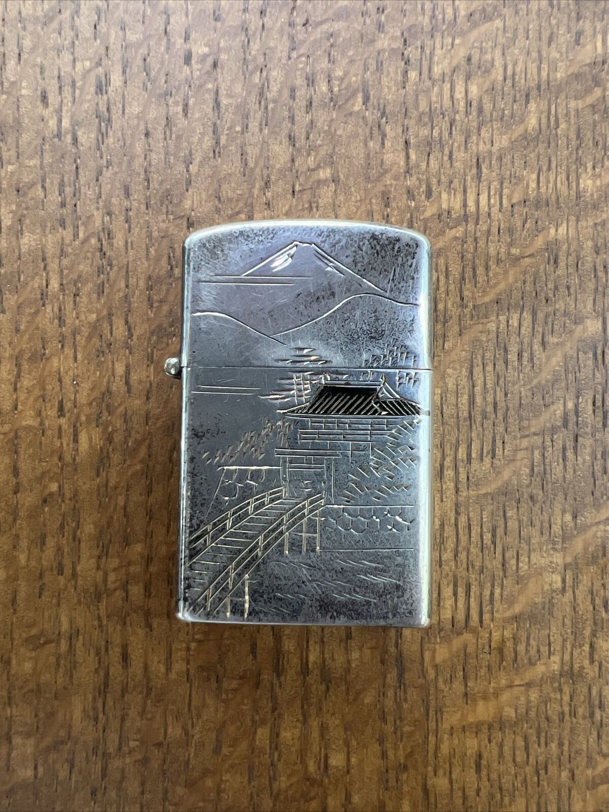 Beautiful Antique Japan Sterling Silver Lighter Engraved Unbranded