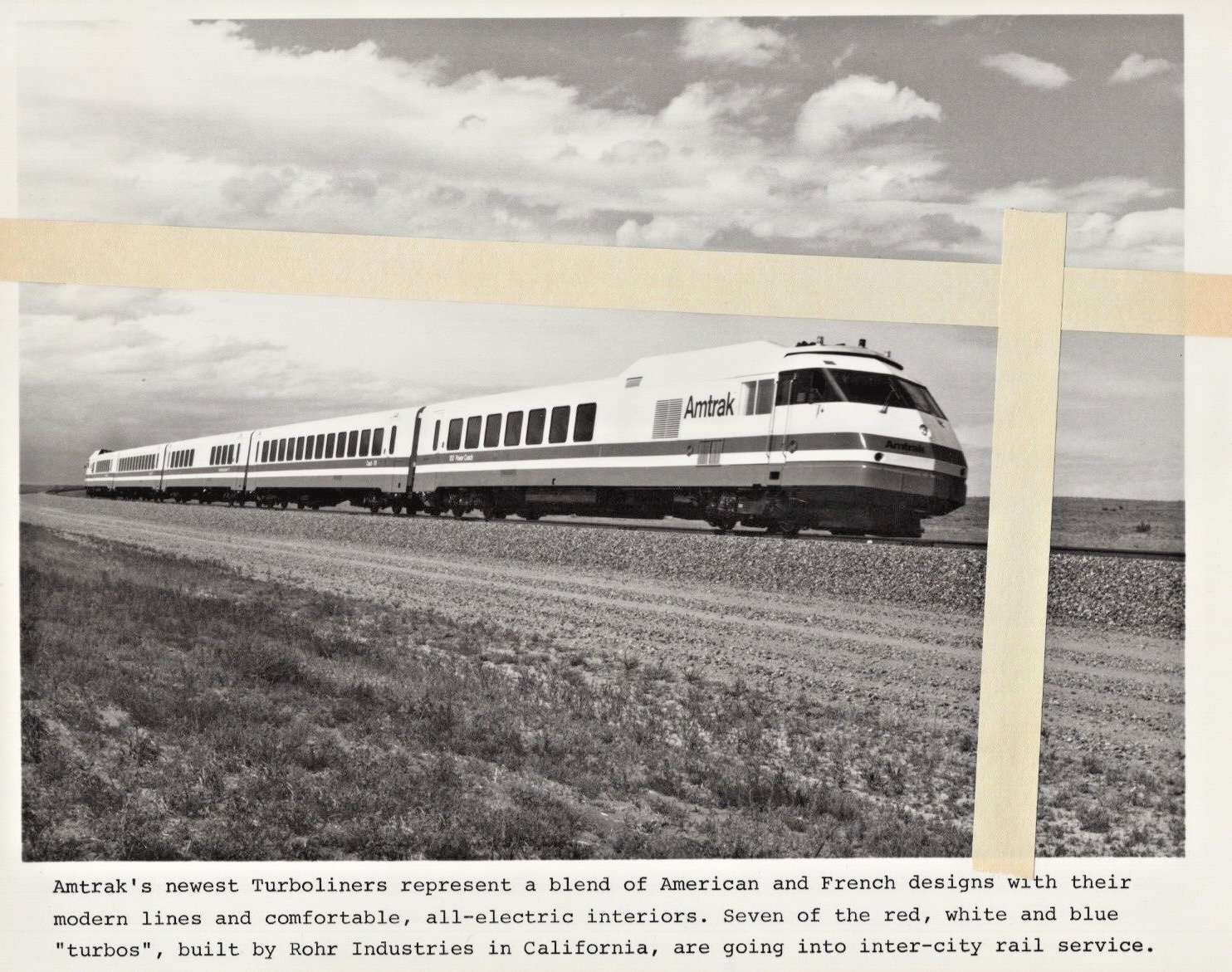 Vintage 1970s Amtrak Turboliner Train --   8x10 B&W Media Print Photo