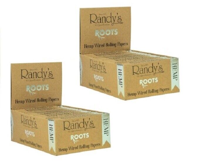 2 BOXES of 25 Packs RANDY'S ROOTS 1 1/4 SIZE Wired Organic Hemp Rolling Papers