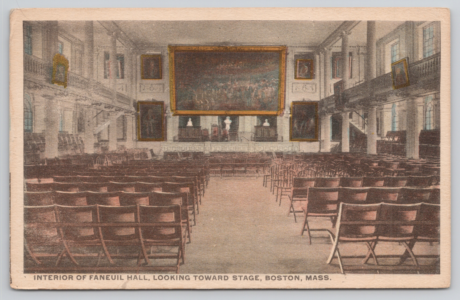Boston Massachusetts Faneuil Hall Interior Linen Postcard