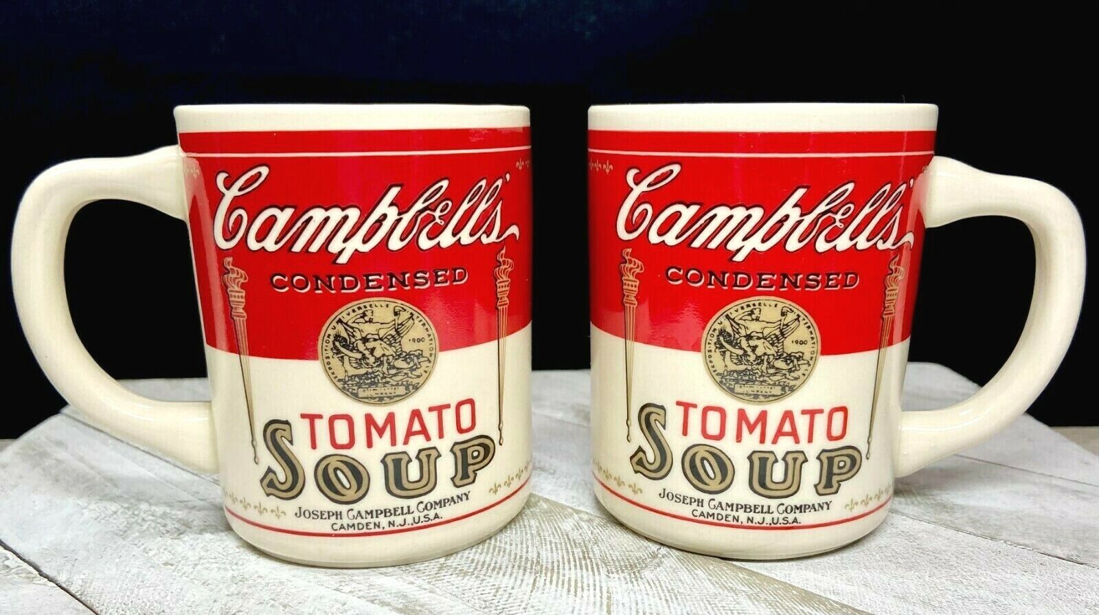Campbell’s Condensed Tomato Soup Vintage “1915”  8 Oz. Mugs -1972 - Set of 2
