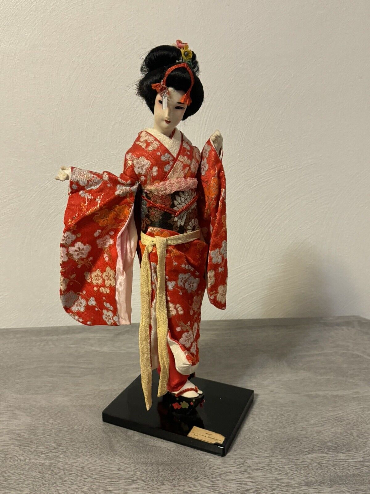 Vintage Geisha Maiko Japanese Dancer Kyoto Nishi Doll Japan Red Komono