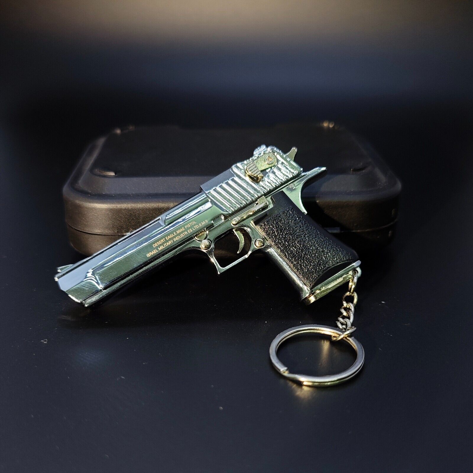 Metal Gun Keychain,Mini Desert Eagle Keychain Pistol Keychain for Men Son Him