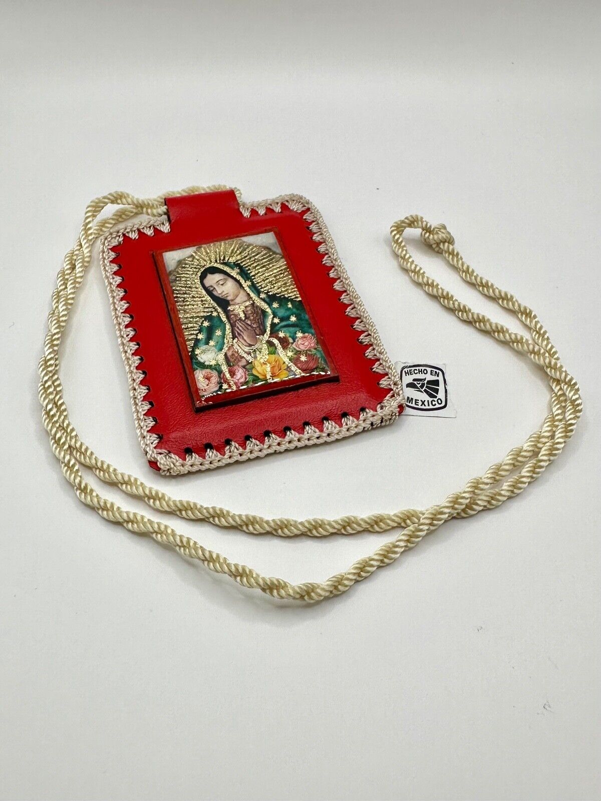 Escapulario Virgen De Guadalupe /our lady of Guadalupe Scapular gold and red