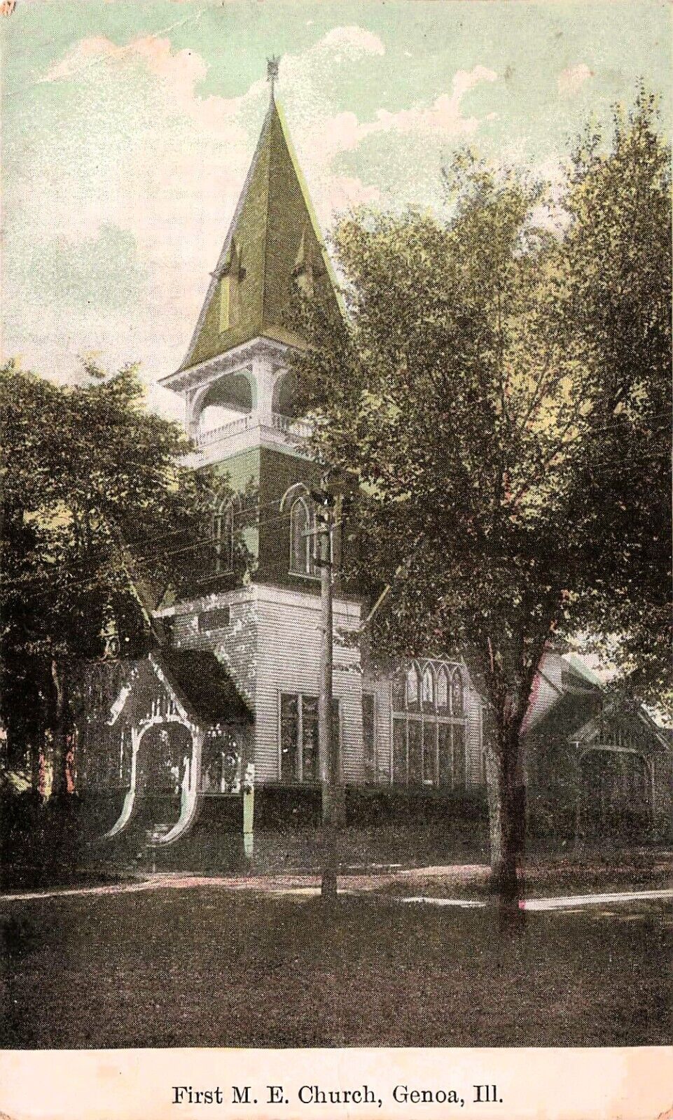 Genoa IL Illinois First Methodist Church Faith United 1910s Vtg Postcard E21