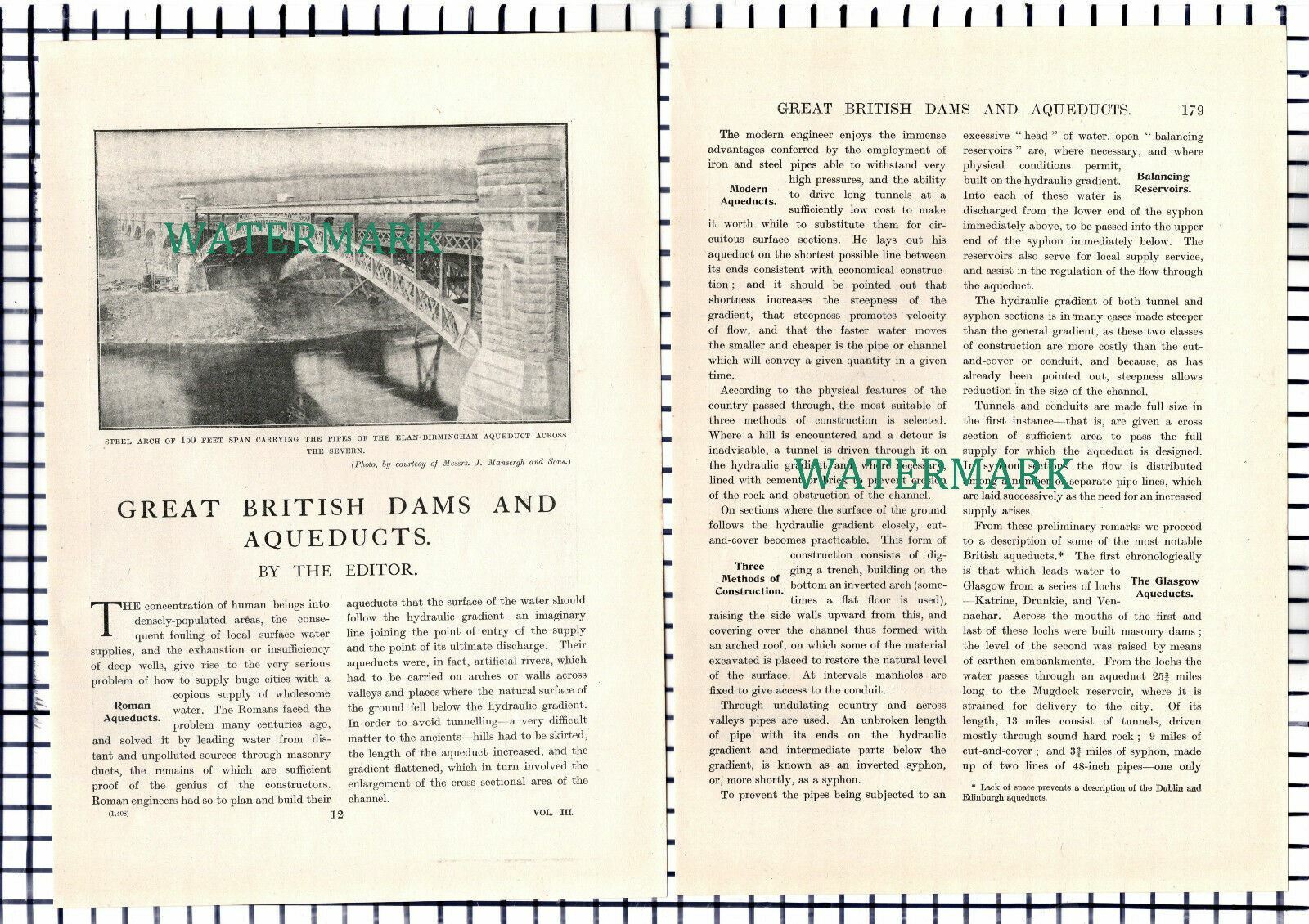 (8423) Great British Dams And Aqueducts Elan Birmingham - c.1930s Article