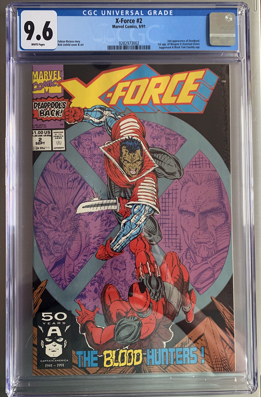 X-Force #2 Comic CGC 9.6 1991 Marvel 2nd Appearance Deadpool WP NM+