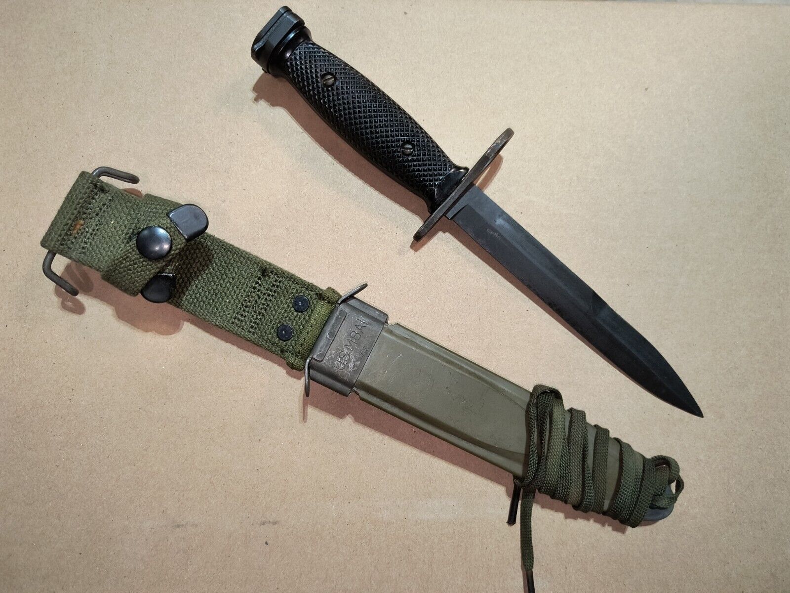 Knife Bayonet FZR M7 + M8A1 VIZ Scabbard USA Vietnam War Era Army Military USMC