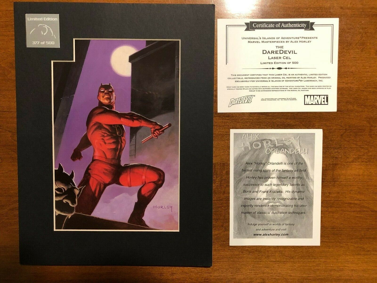Marvel Daredevil Alex Horley Proof 9x12, numbered with COA