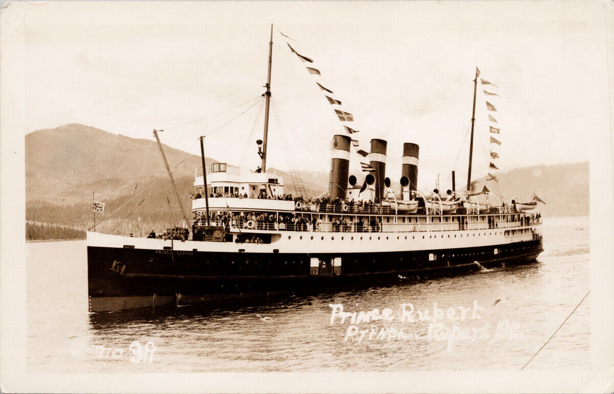 SS 'Prince George' Steamship Ship #39 Real Photo Postcard G75