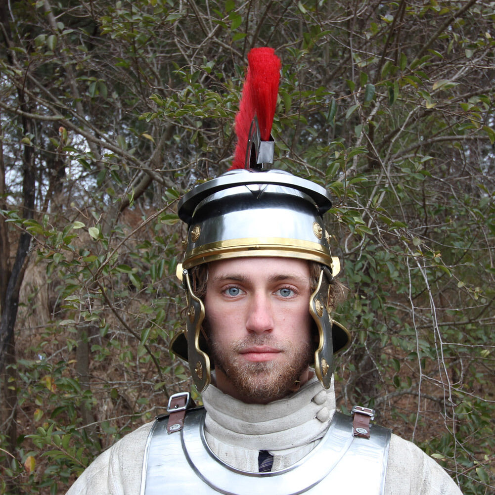 Roman Imperial Centurion Historical Training Costume Helmet Armor 18G Steel 