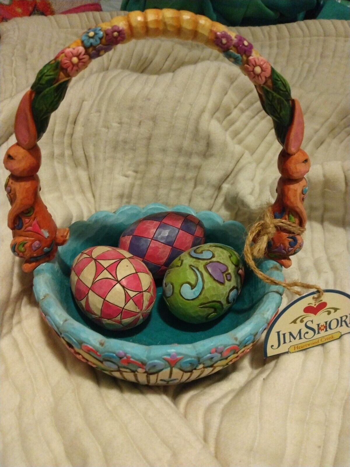 Jim Shore Heartwood Creek Hunting Eggs Finding Joy 4007945 with 3 Eggs Easter