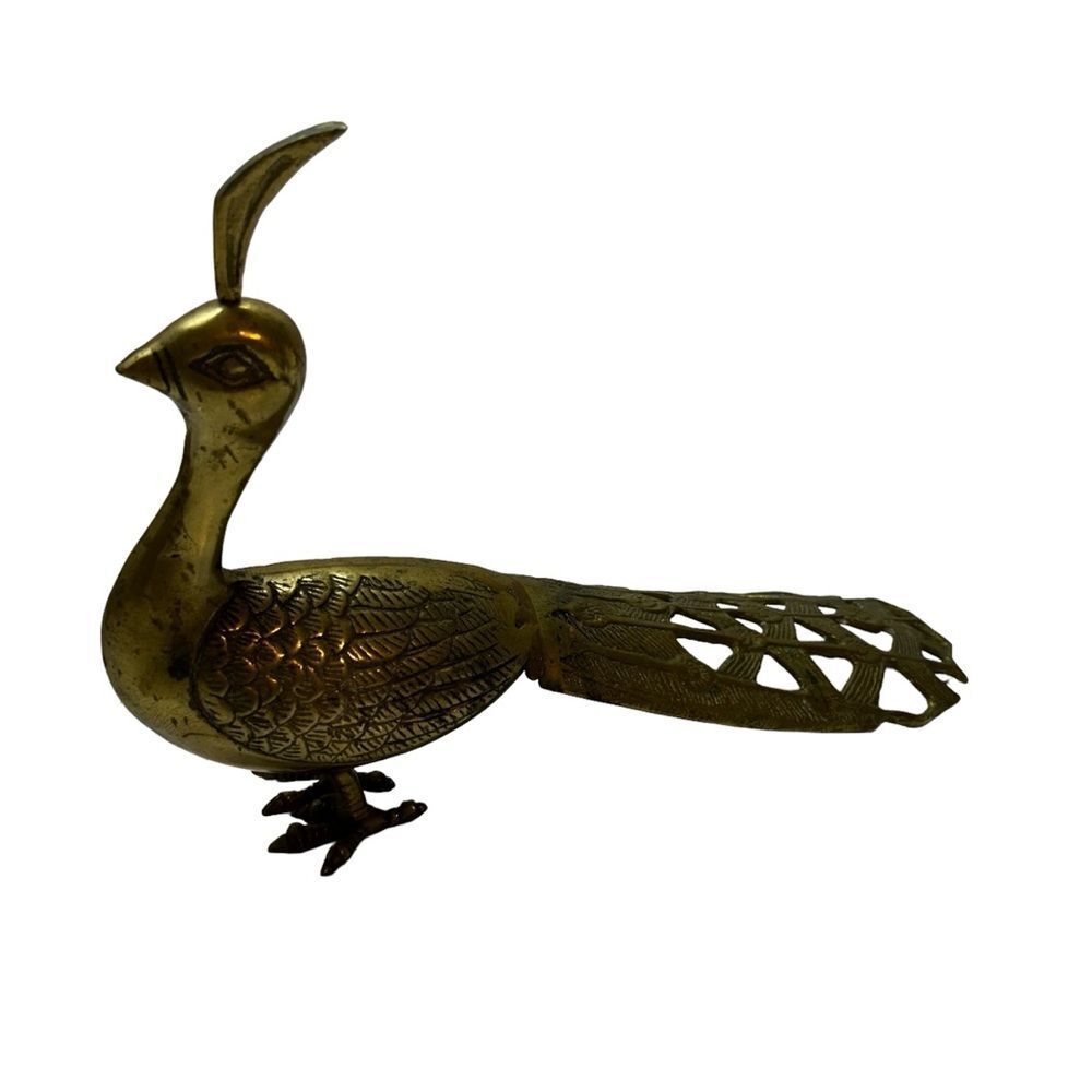1960's brass peacock bird sculpture 15 in vintage statue art Bustamante
