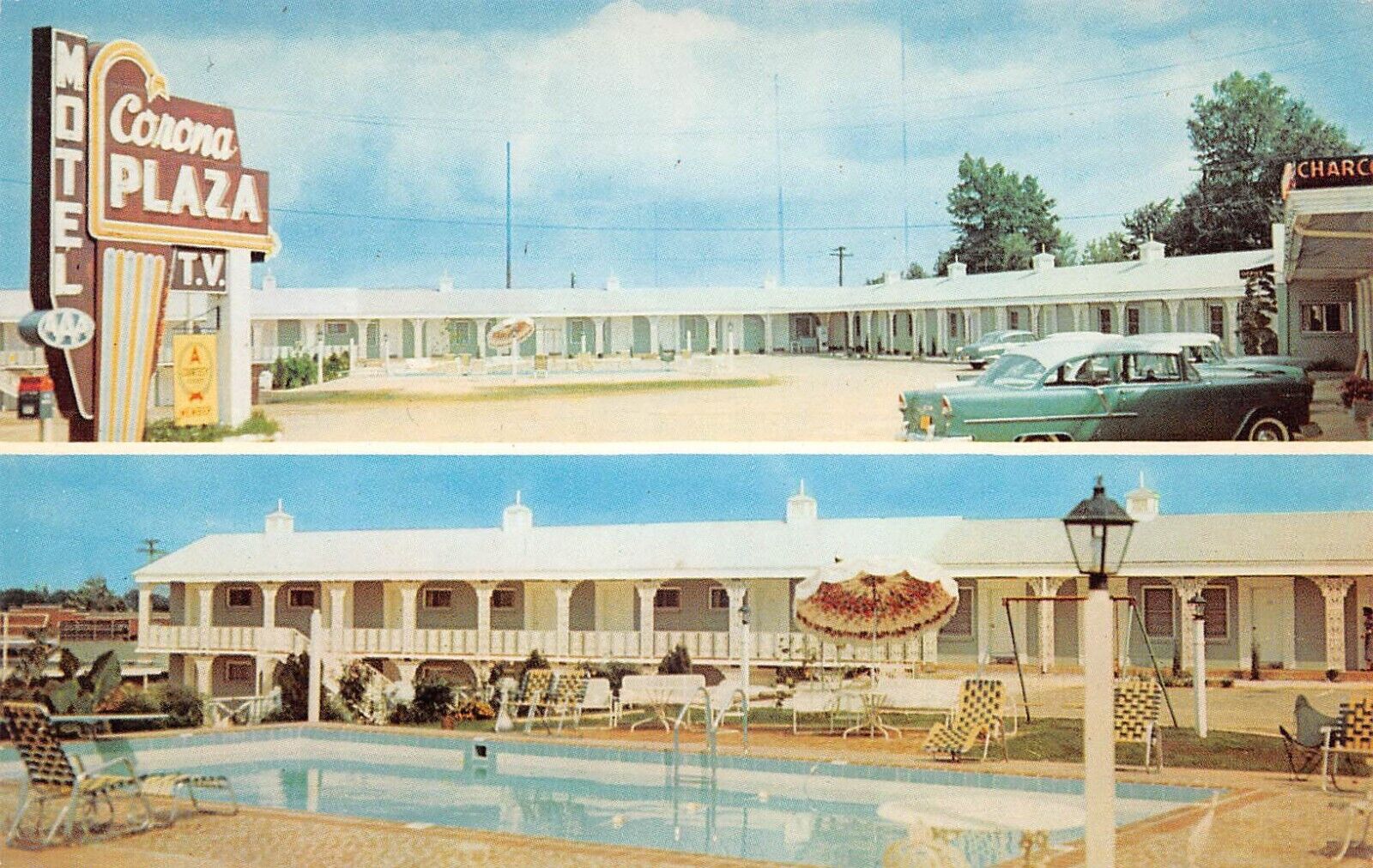 Pride of Corinth Corona Plaza Motel Corinth Mississippi 1950s Cars Pool Postcard