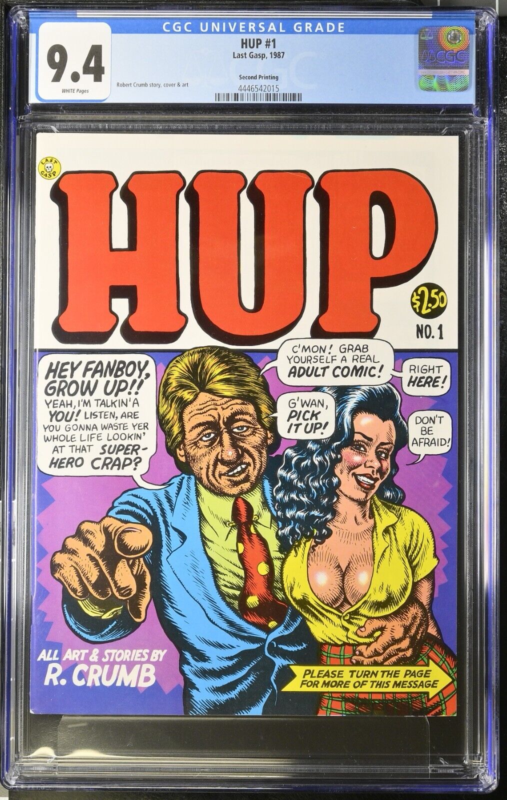 HUP #1 - CGC 9.4 (1987, Last Gasp) Bill Clinton parody, R Crumb cover, 2nd print