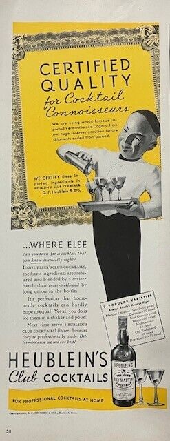 Rare 1941 Original Vintage Heublein\'s Martini Cocktails Advertisement AD