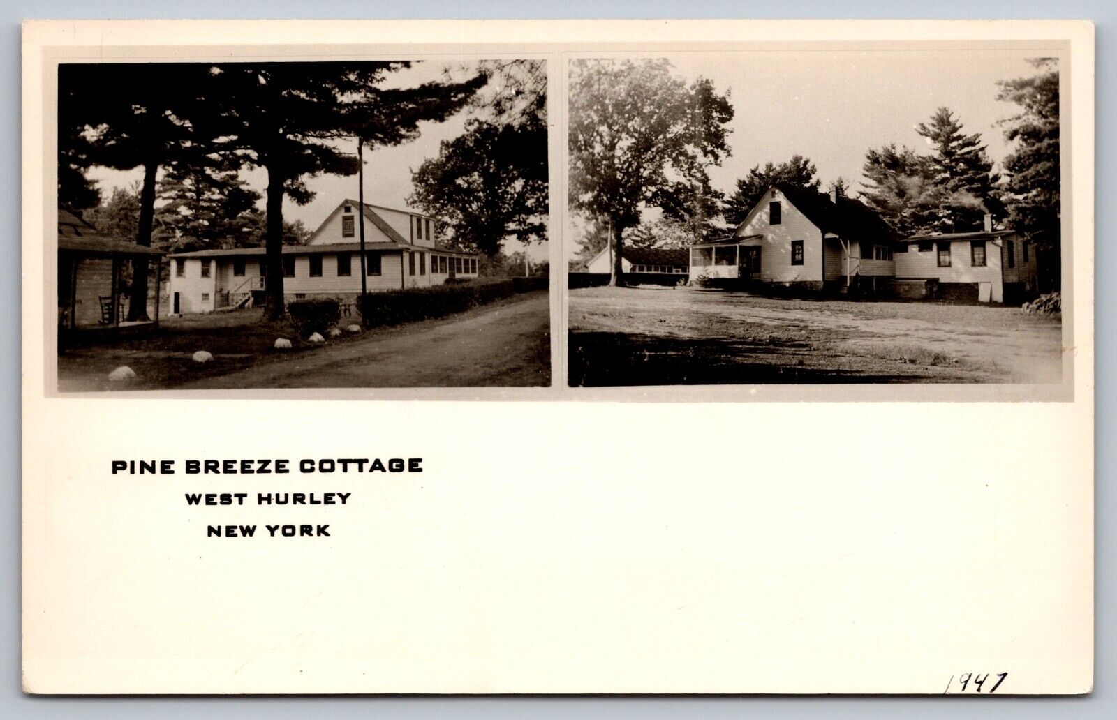 Pine Breeze Cottage West Hurley New York Vintage RPPC Postcard c1947-ANSCO