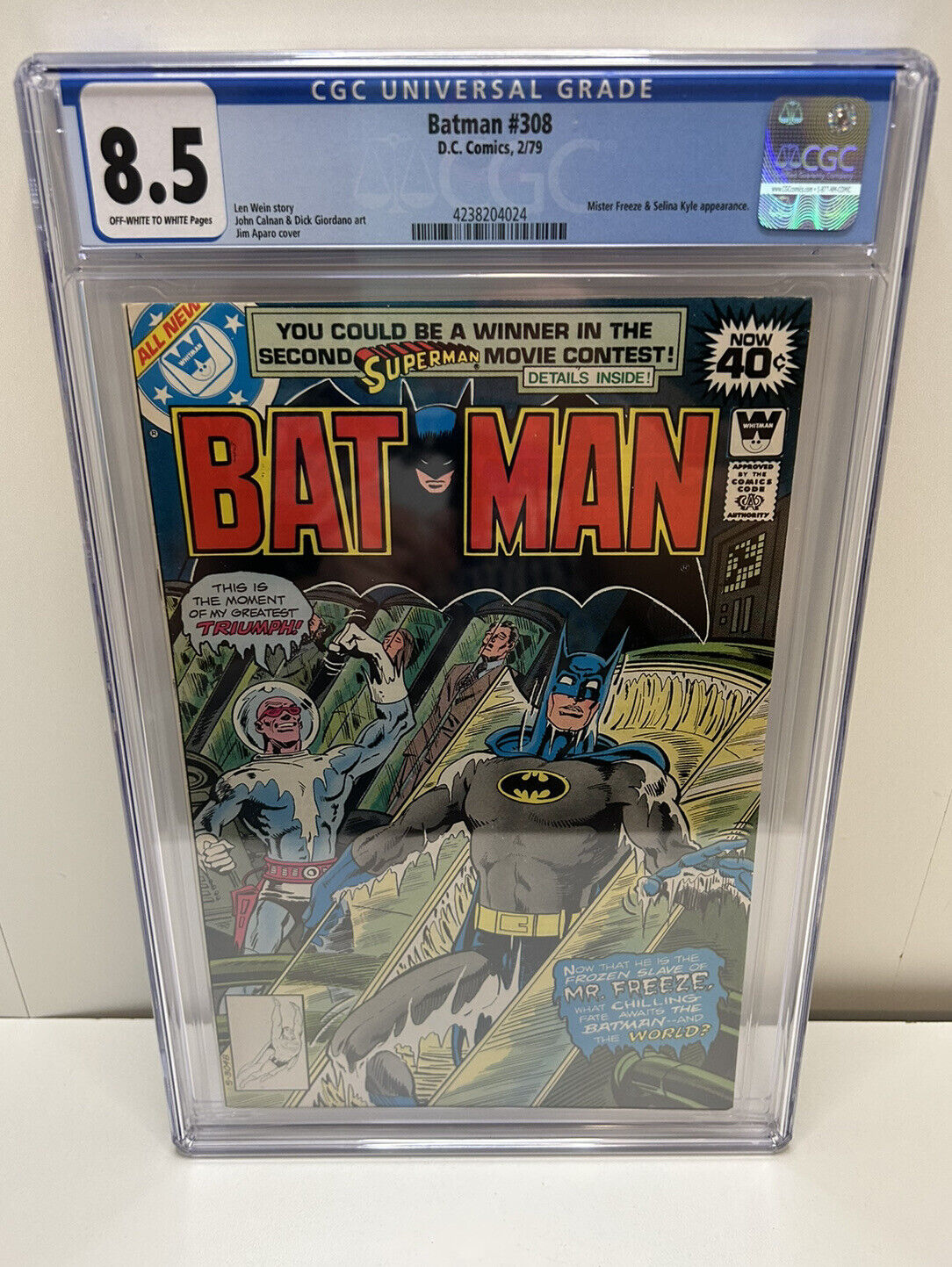 Batman #308 CGC 8.5 Mr Freeze Selina Kyle 1st Tiffany Fox 1979