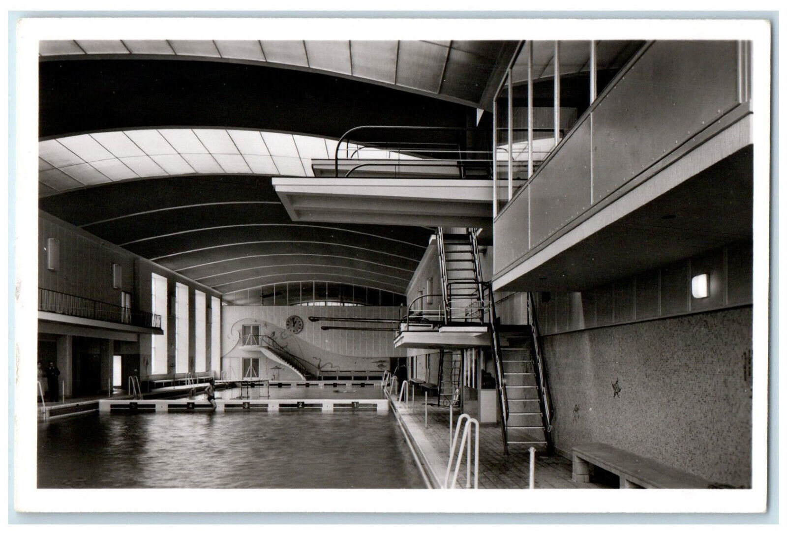 Wiesbaden Germany RPPC Photo Postcard Indoor Swimming Pool View c1940's