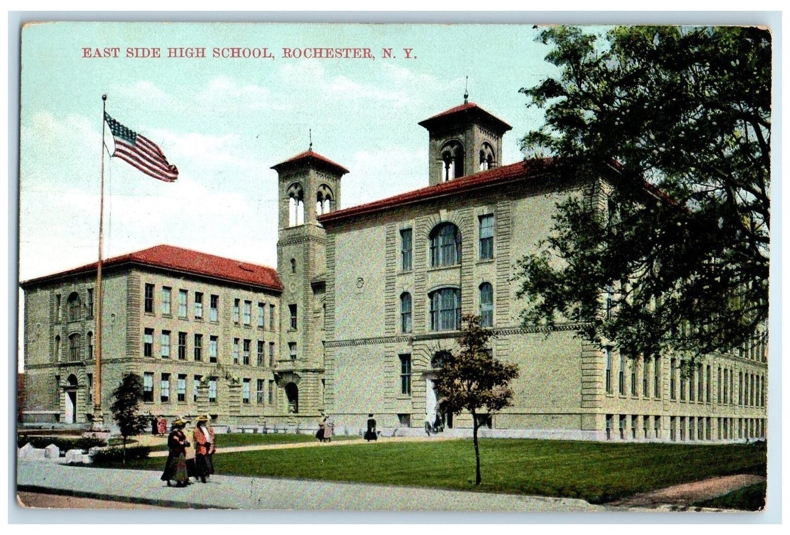 1910 East Side High School Building Exterior Rochester New York Posted Postcard