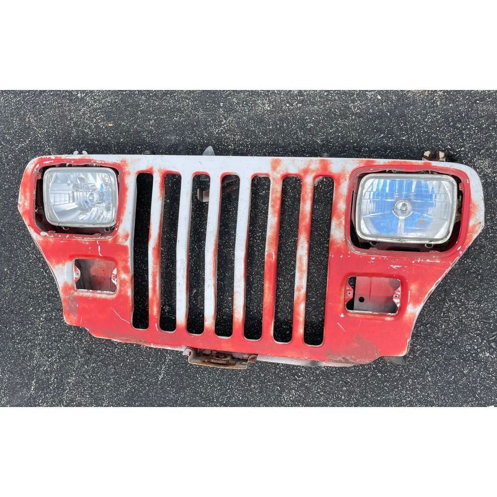 Jeep Wrangler YJ 87-95 OEM Red White Front Grille Grill Nose READ No Bezels