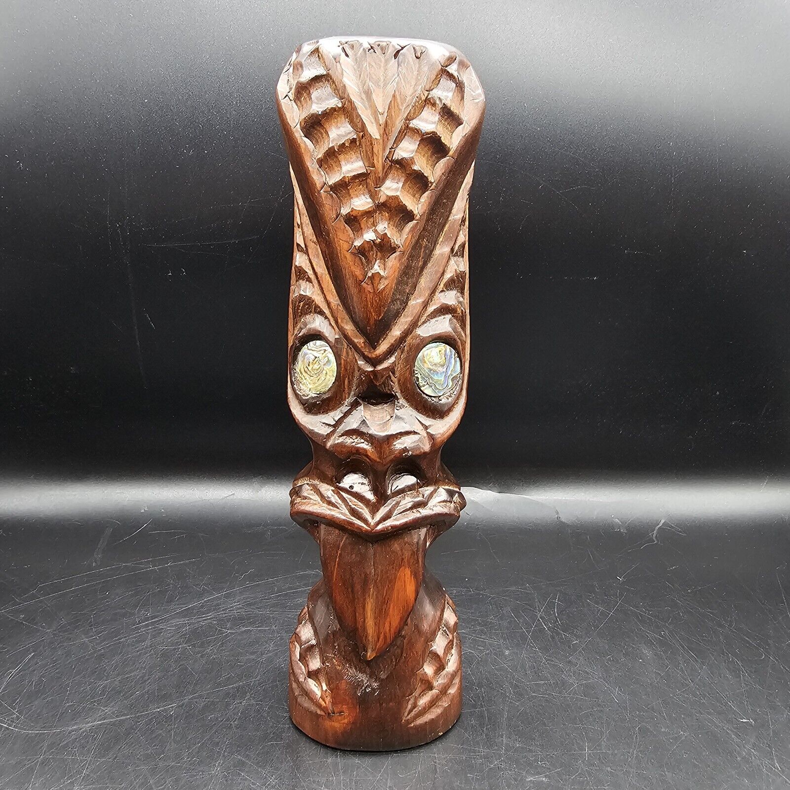 Vintage Kauri New Zealand Maori Ancestral Mask Teko Carved By Tobe