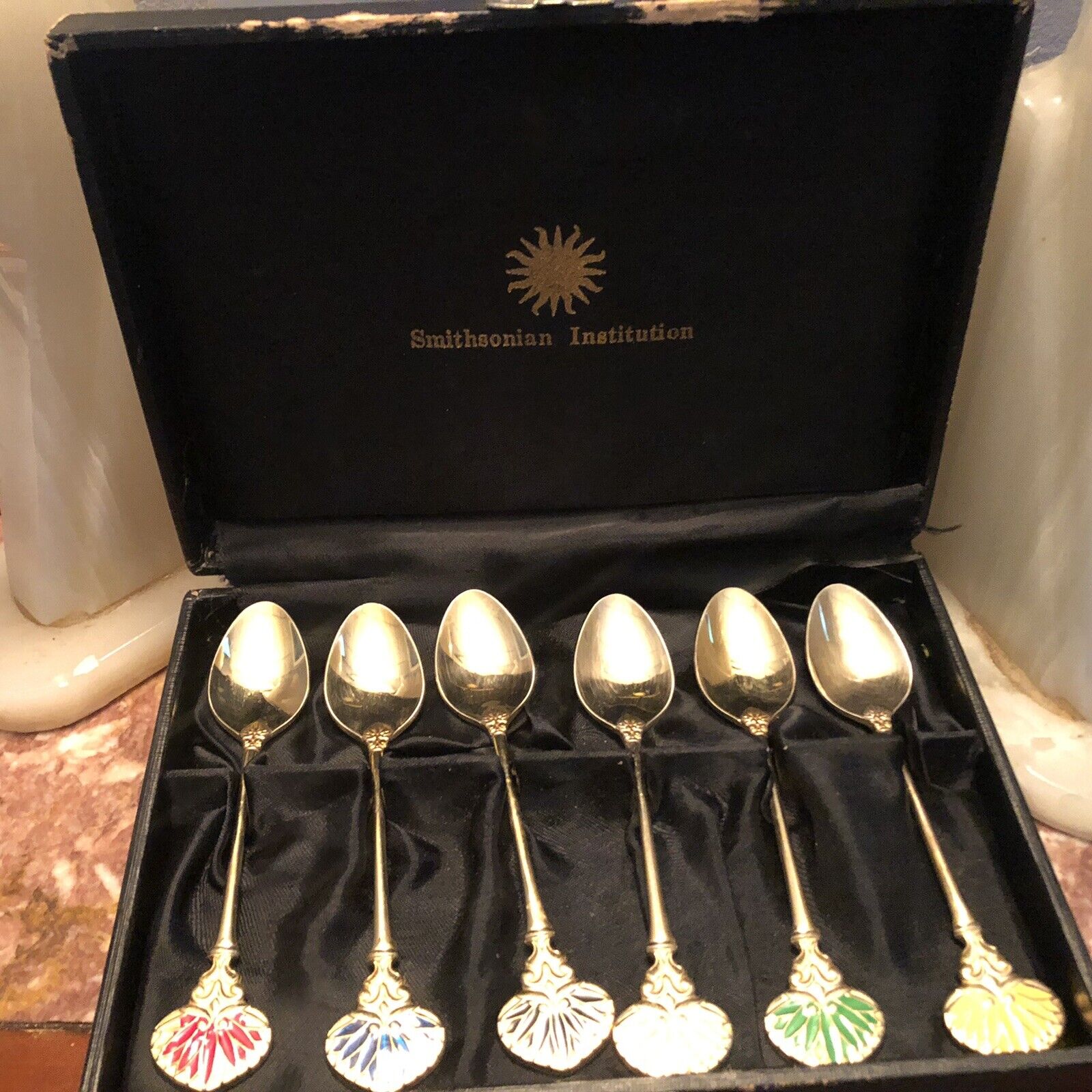 Smithsonian Institute Gold Tone Spoons Made In Japan in Original Box