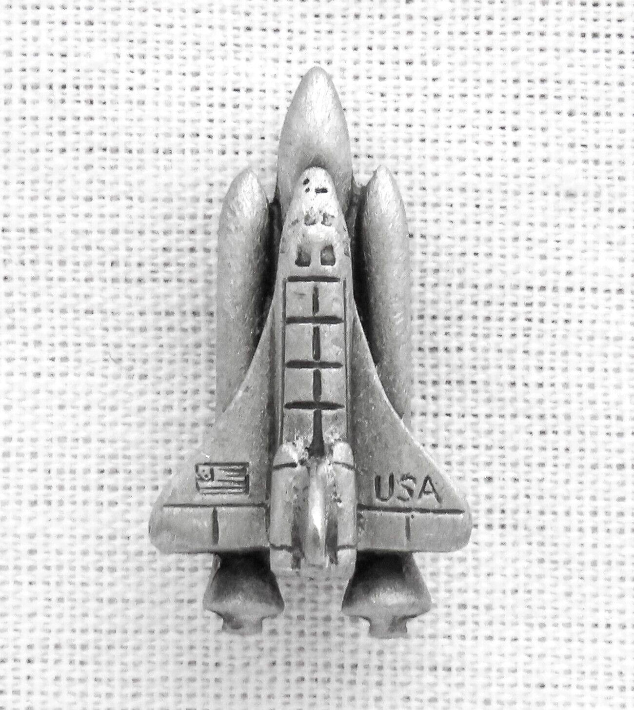 NASA Space Shuttle Fort Pewter Lapel Pin Vintage Kennedy Space Center USA Small