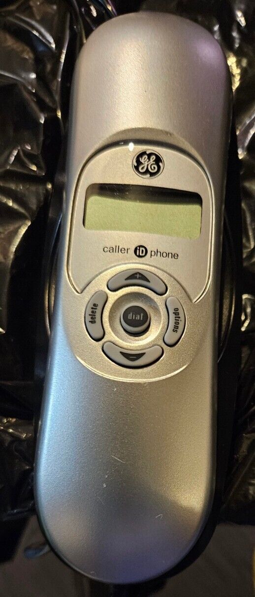 Used Vintage GE #29267 Corded Slimline Silver Black Land Line Push Button Phone-