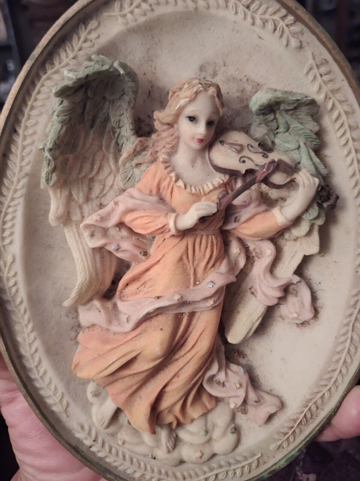 3D Resin Angel Wall Hanging Plaque, Angel with Violin, Beautiful Collectible 