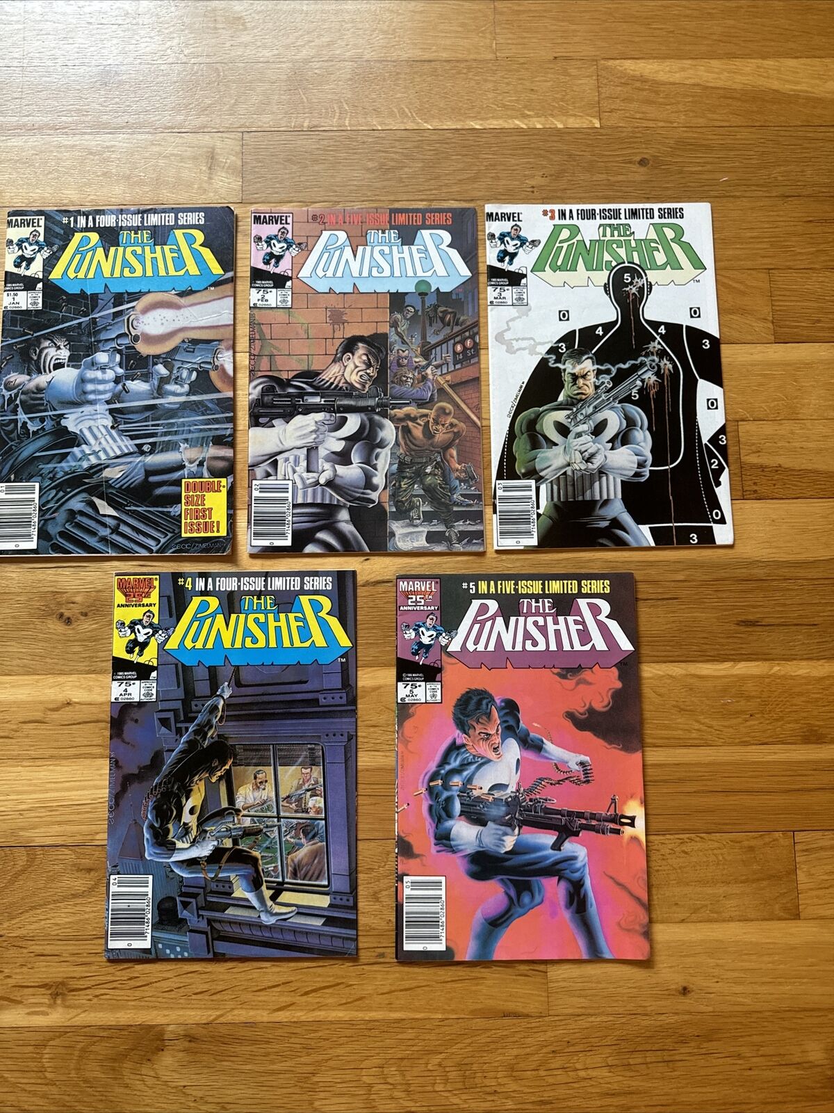 Punisher 1 Limited Series 1986 Marvel Comics Lot 1 2 3 4 5 Newsstand VF+