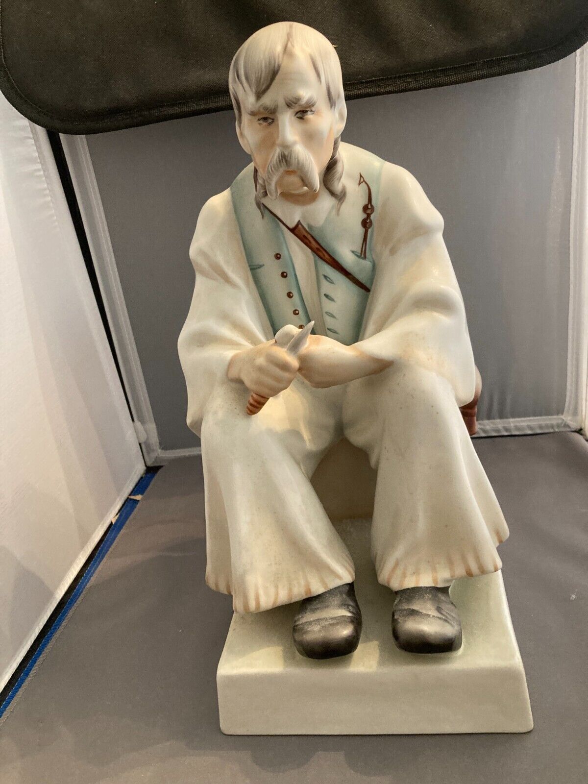 Hungarian porcelain figurine Statue Zsolnay Pecs Carver Old Man VERY LARGE 33 cm