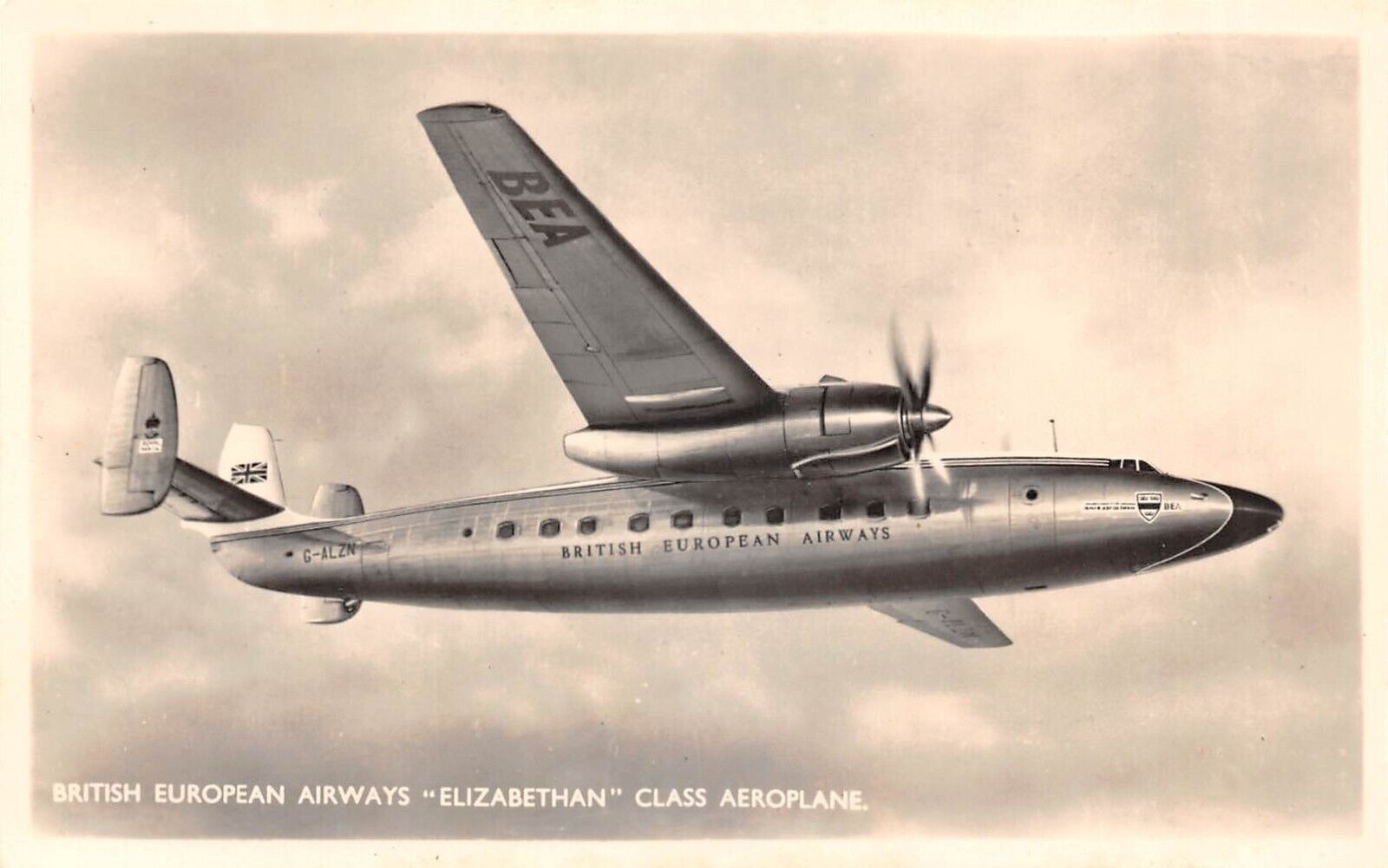 RPPC British European Airways Elizabethan Class Aeroplane Postcard 7112