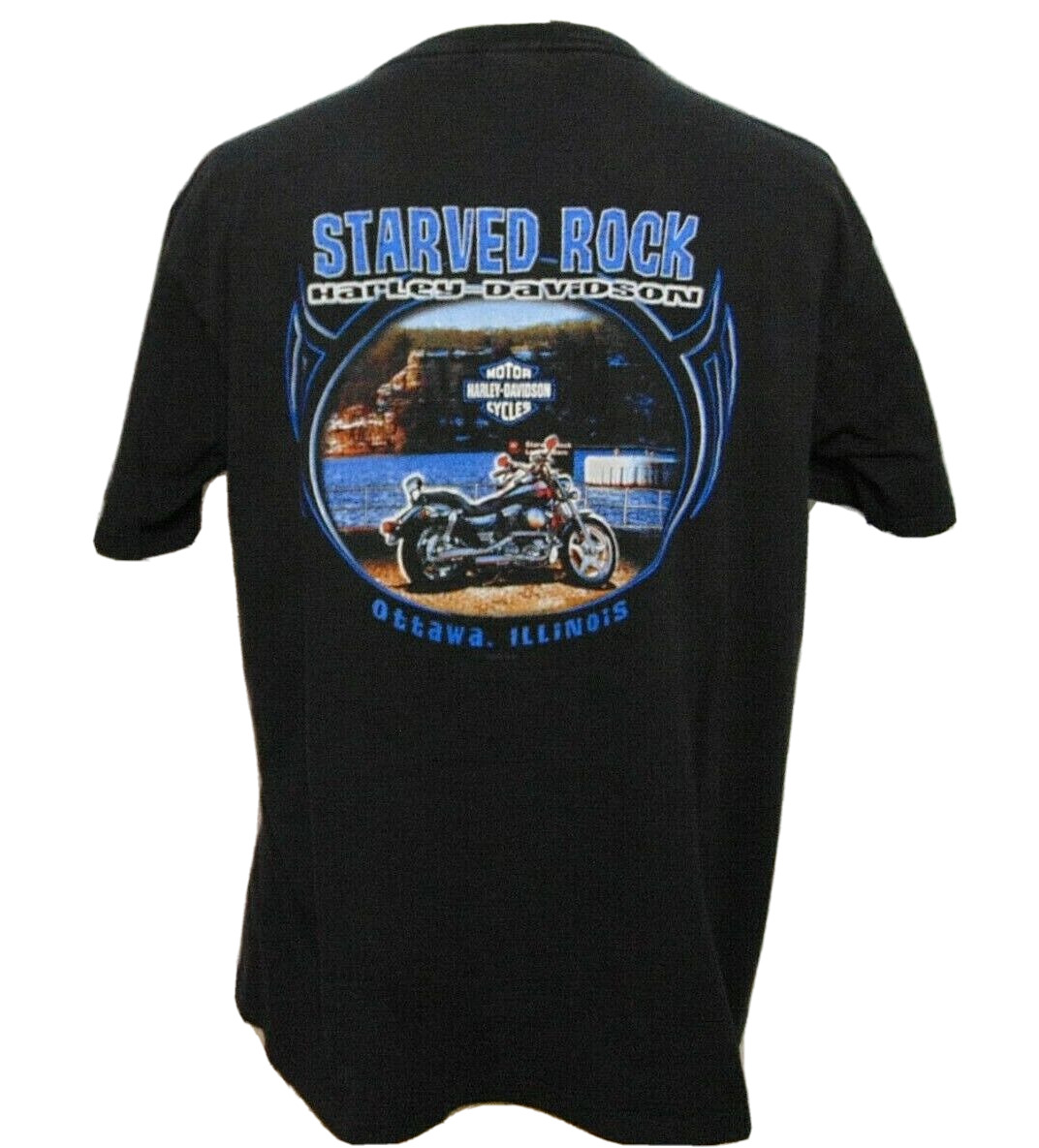 Harley-Davidson Starved Rock Park T-Shirt  Men XL Vtg Ottawa Il. Black Holoubek