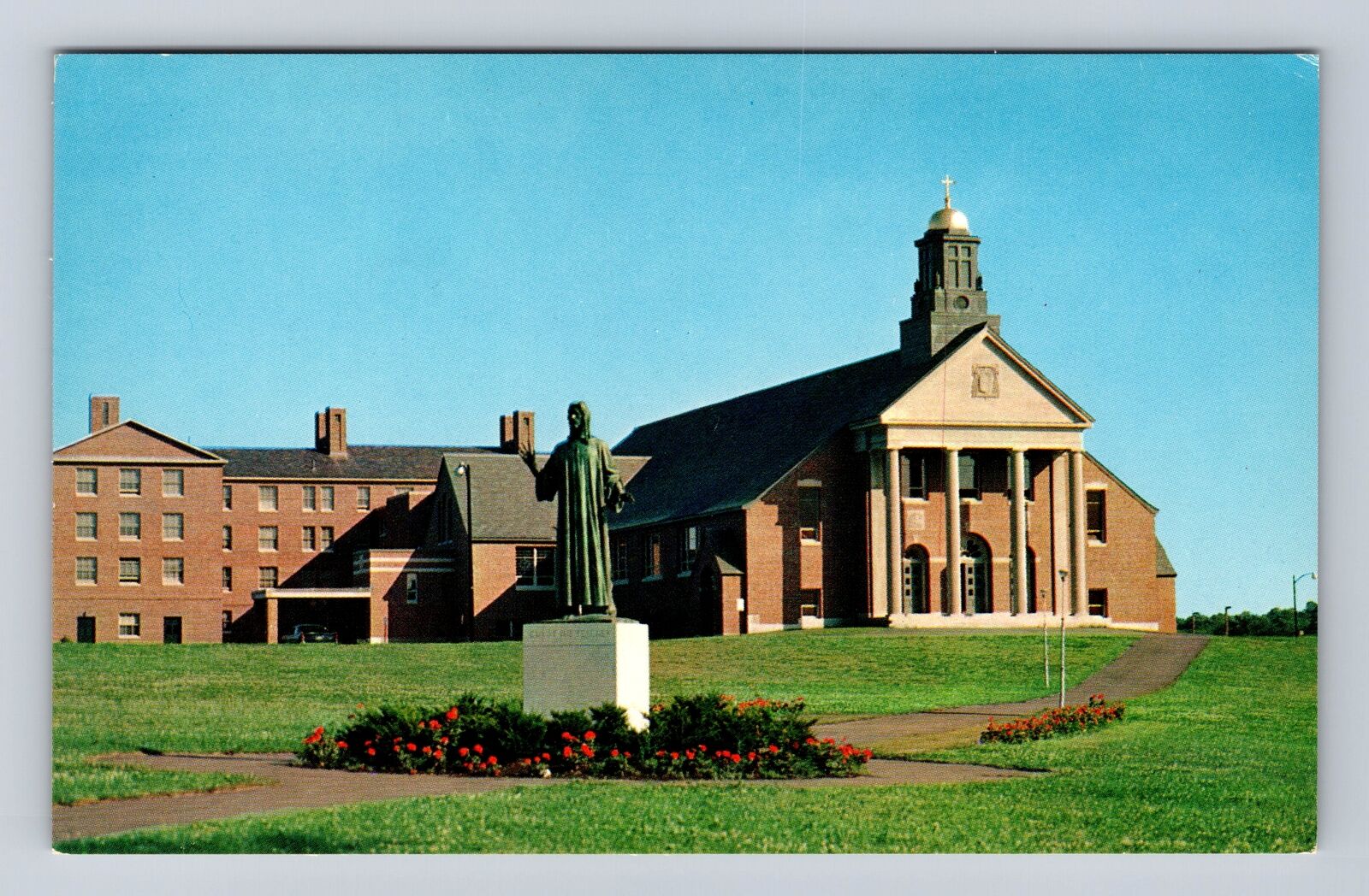 North Andover MA-Massachusetts, Christ Teacher, Chapel, Statue Vintage Postcard