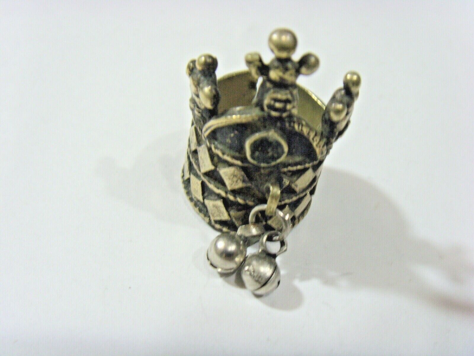 1700s antique Jewish tribal crown wedding ring sz 11 Judaica Central Asia 51019