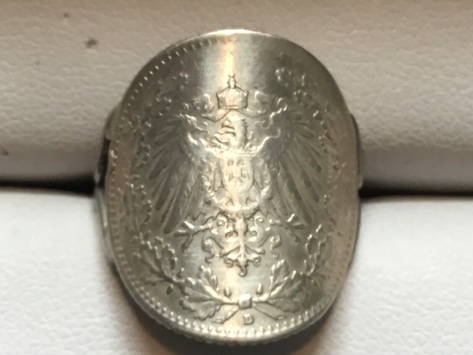 Vintage Antique WW1 Sweetheart  Ring  SILVER  GERMAN 1/2 MARK 1916 D  