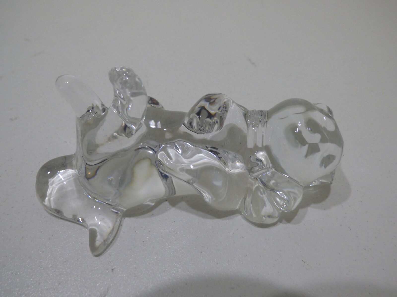 Lenox Crystal Clear Glass COMFY COZY CAT On Back Figurine