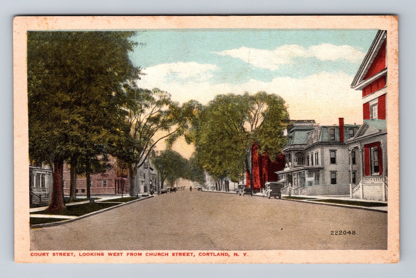 Cortland NY-New York, Court Street, West From Church Vintage c1919 Postcard