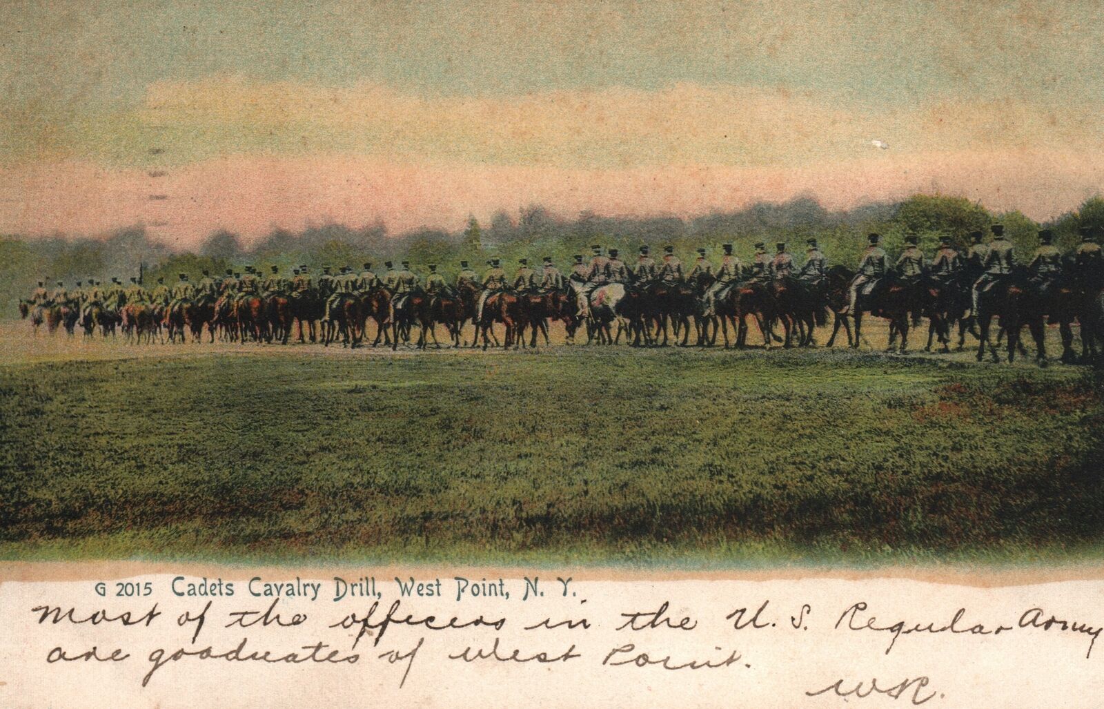 VINTAGE POSTCARD CADETS CAVALRY DRILL AT WEST POINT N.Y. MAILED 1905 {RARE}