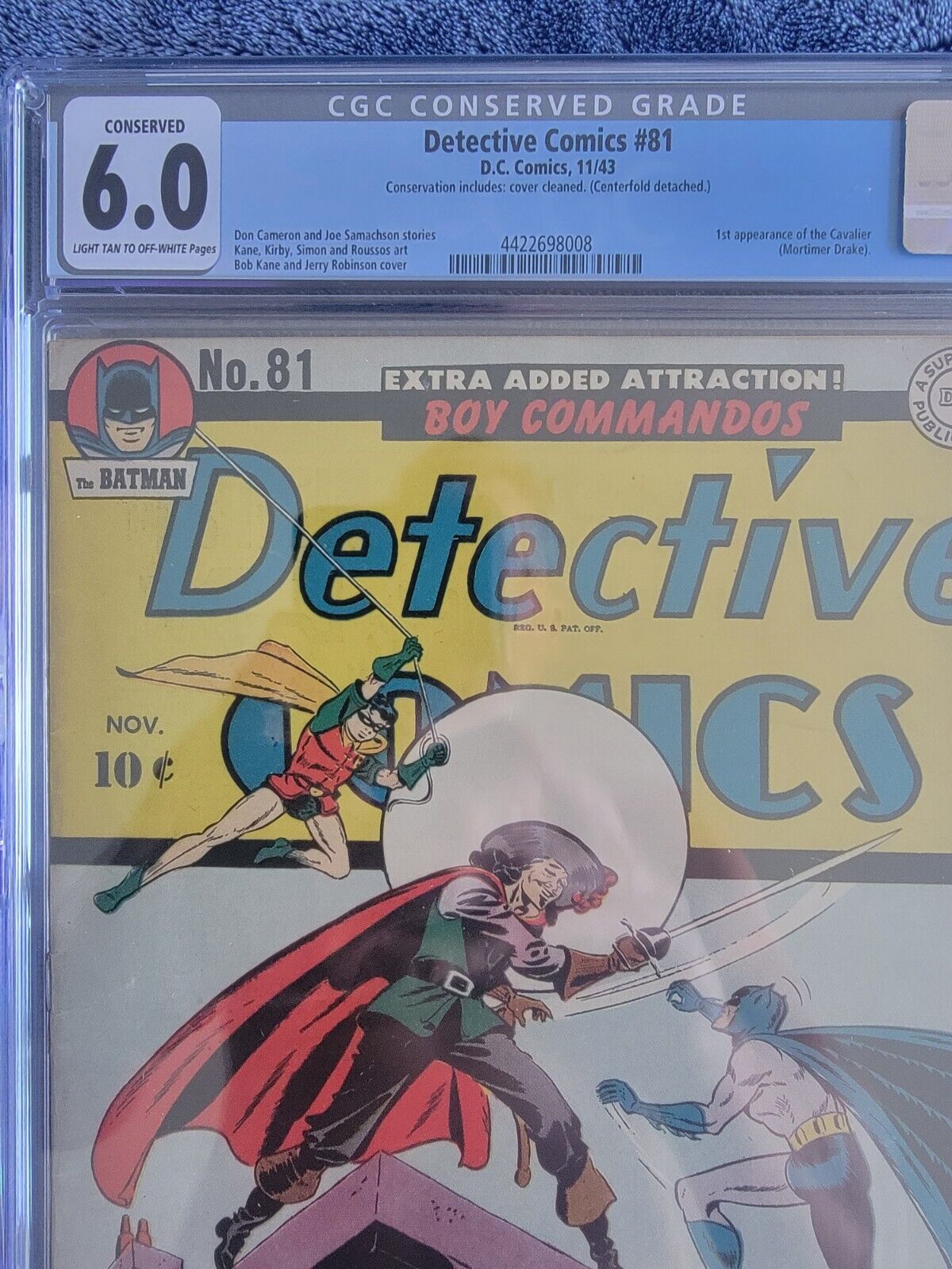 Detective Comics 81 1943 CONSERVED (Cover Cleaned-Detached Center Fold)