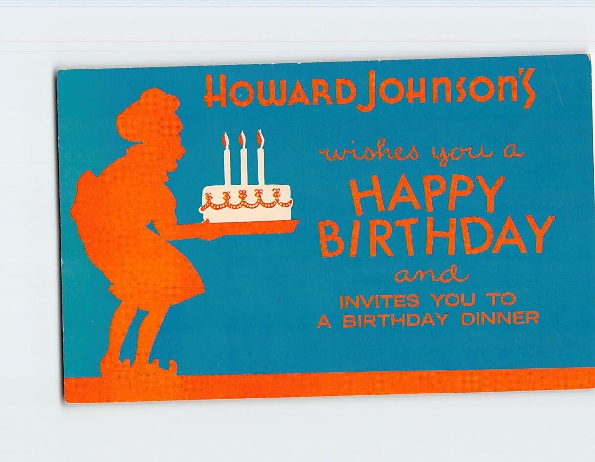 Postcard Howard Johnson's Wishes You A Happy Birthday Cake Art Print